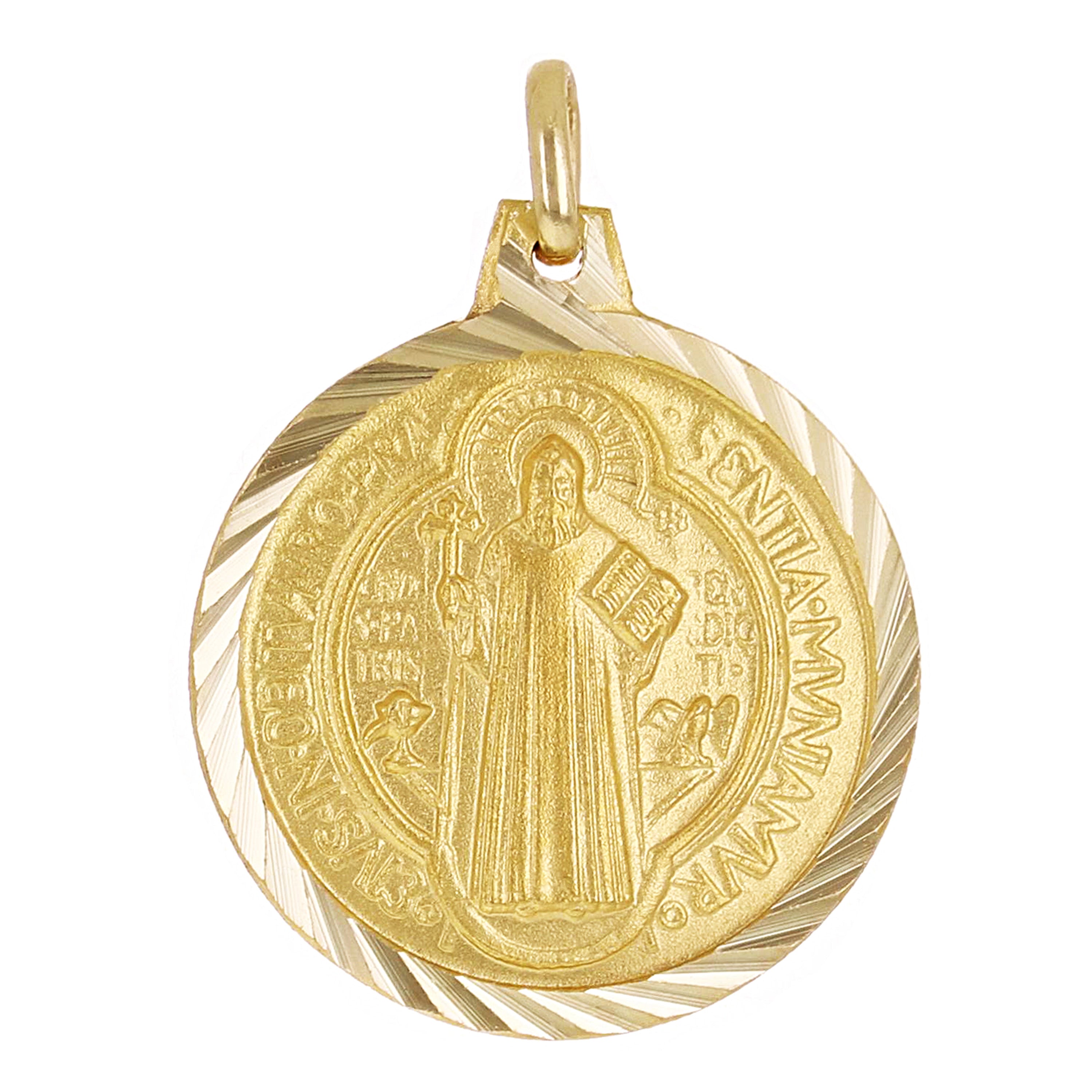 Italian 14k Yellow Gold Saint Benedict Religious Charm Pendant 1" 2.5 grams