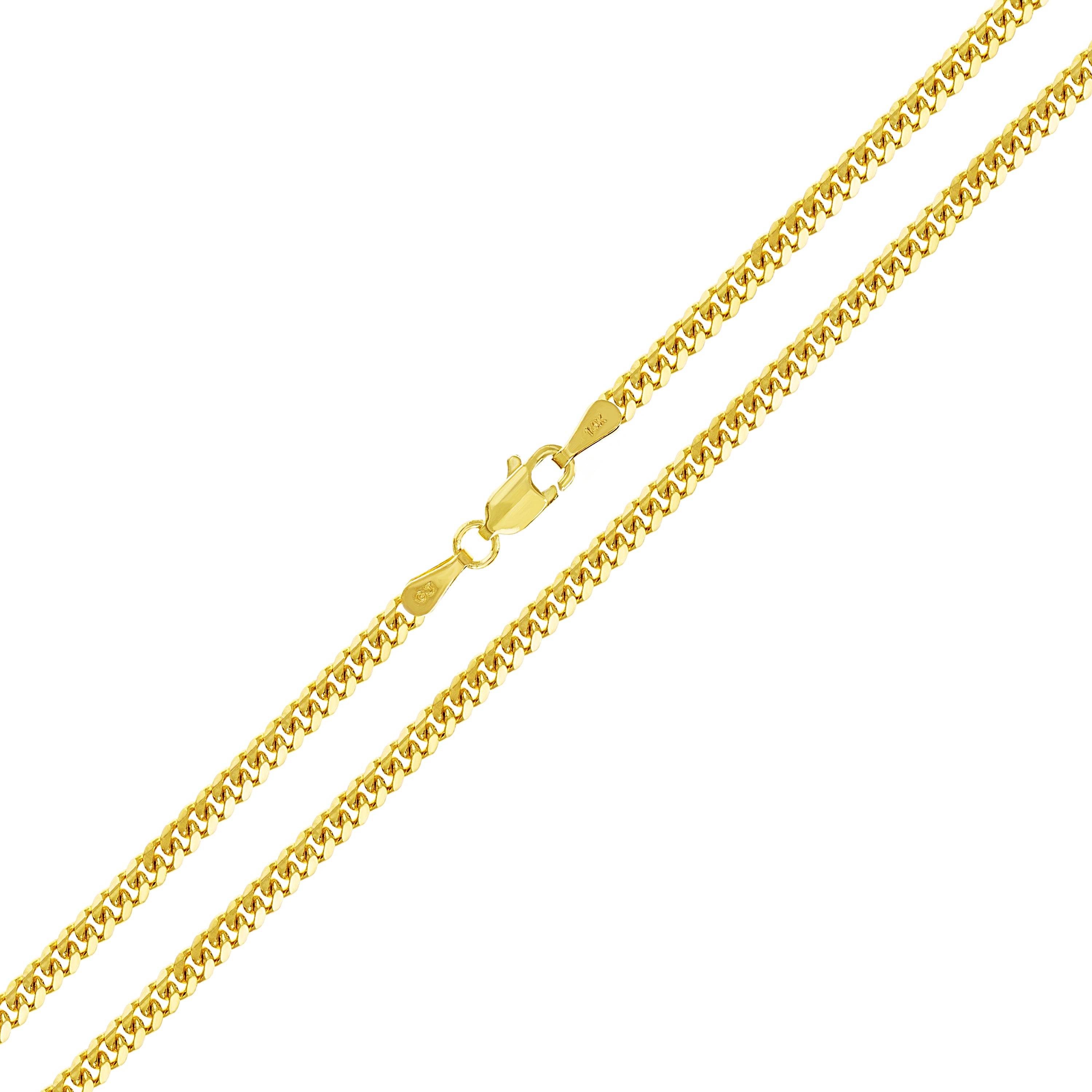 Italian 14k Yellow Gold Solid Miami Cuban Chain Necklace 18" 2.7mm 10.5 grams - 18" 10.5 grams