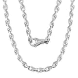 10k White Gold Fancy Link Chain Necklace 30" 5.82mm - White,30"