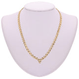 14k Yellow Gold V Shape Diamond Cut Heart Link Necklace 18" 6mm 16.7 grams - 18"