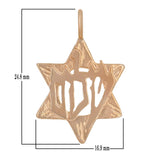 14k Rose Gold Peace Shalom Star of David Charm Pendant 1.7 grams - Rose