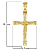 14k Yellow Gold 3D Jesus Christ Crucifix Cross Pendant 2" 2.7 grams