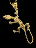14k Yellow Gold Gecko Lizard Pendant Reptile Charm 1.5" 3.4 grams