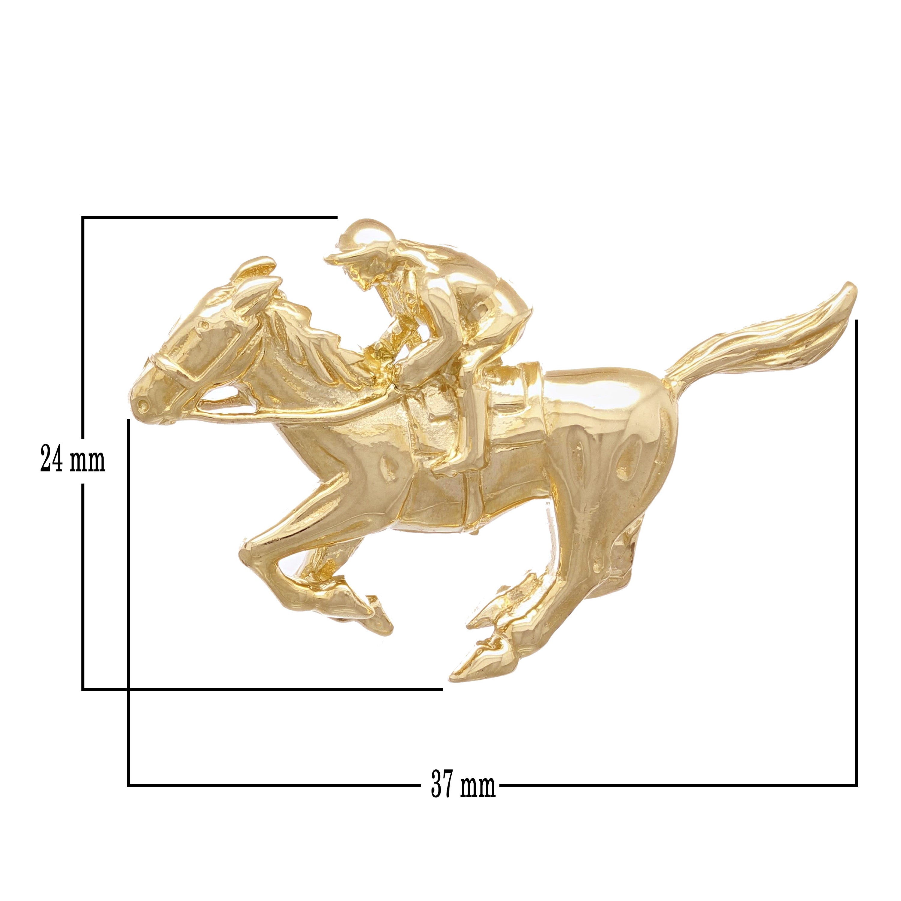 14k Yellow Gold Solid Equestrian Horse & Jockey Rider Charm Pendant 7.5 grams - Yellow