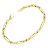 Italian 14k Yellow Gold Hollow Twisted Paper Clip Link Bracelet 7.5in 5.4mm 3.5g