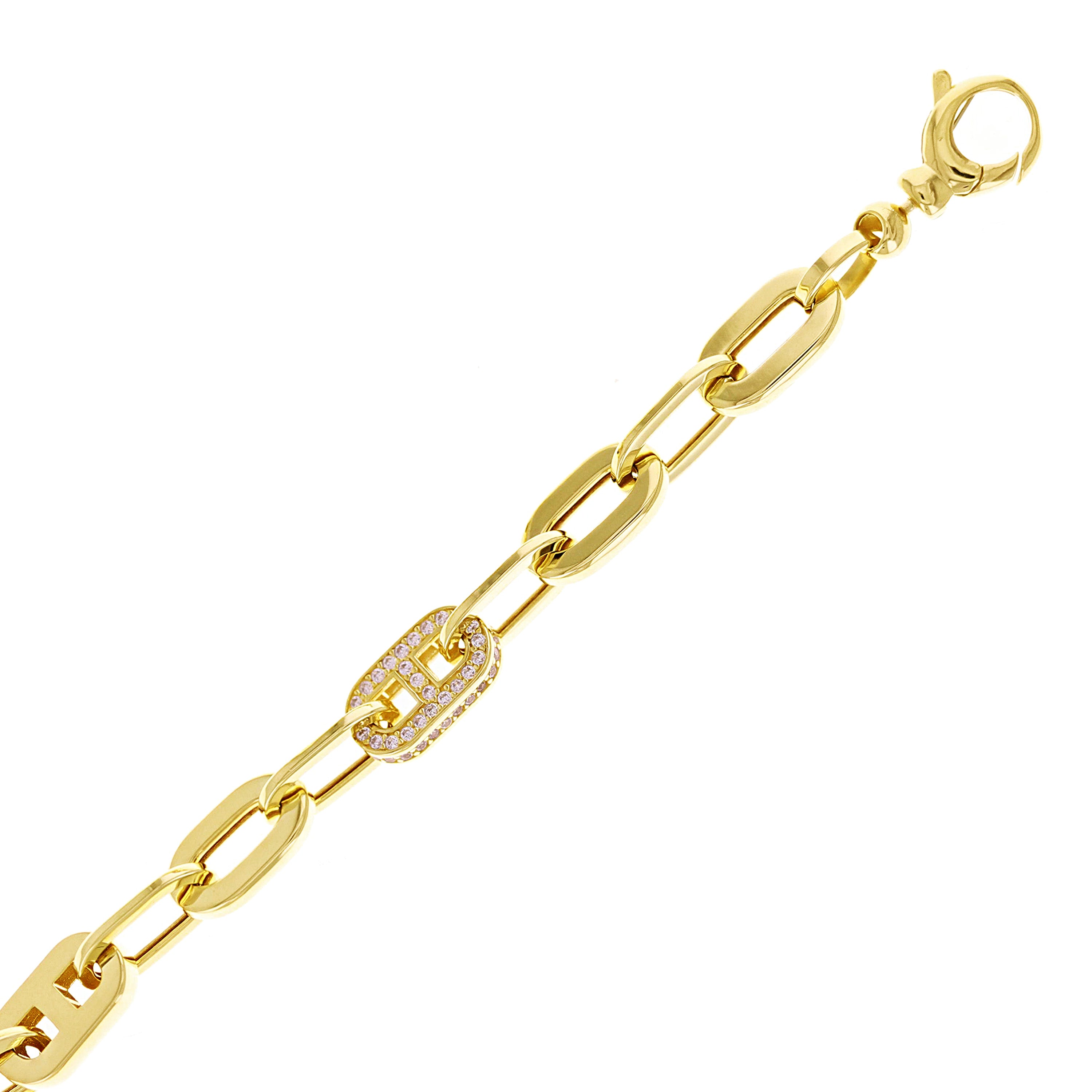 Italian 14k Yellow Gold Oval Anchor Link Bracelet 7.5" 7.3mm 9.5 grams