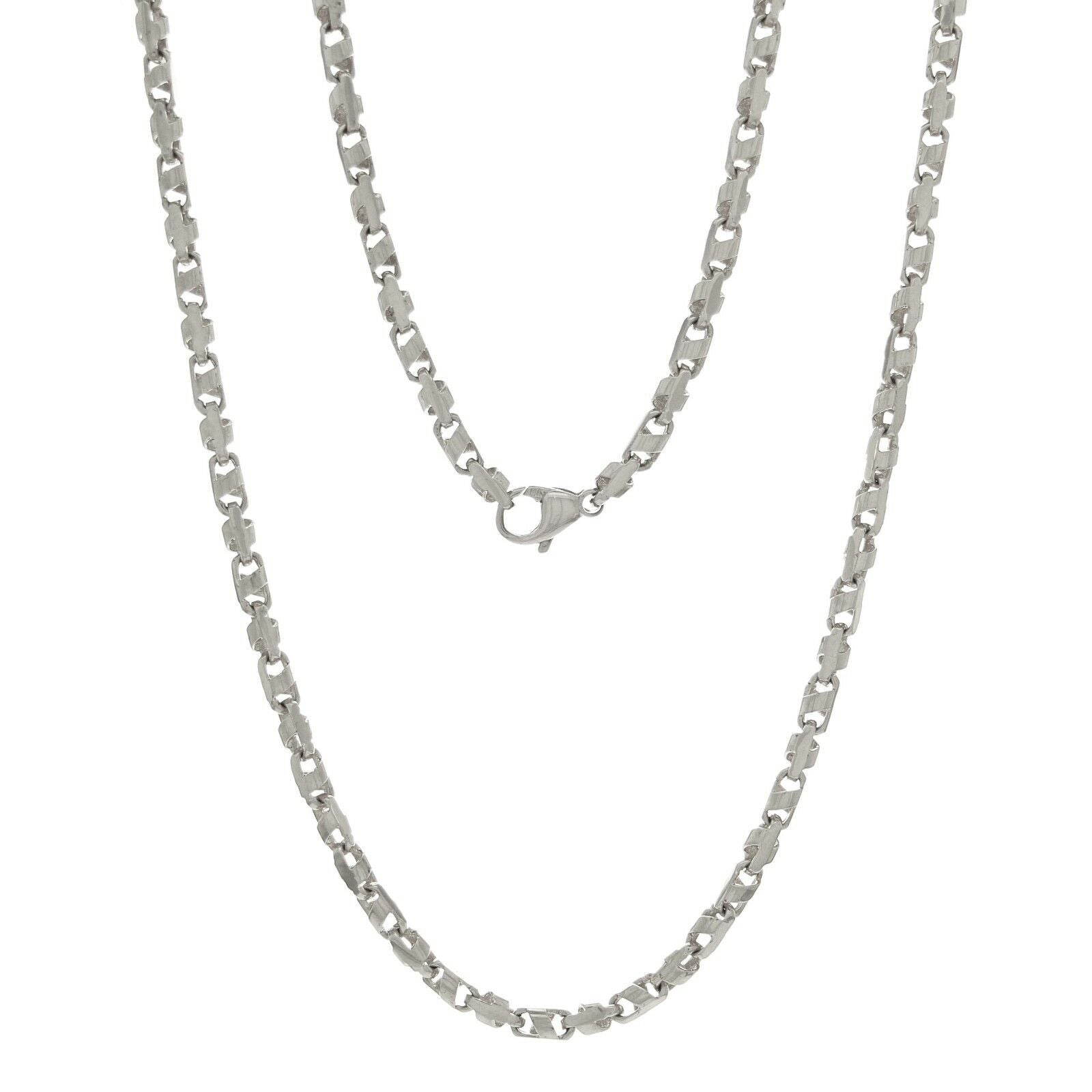 14k White Gold Handmade Fashion Link Necklace 24" 4.5mm 42.5 grams - White,24"