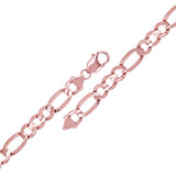 10k Rose Gold Solid Figaro Link Chain Bracelet 7" 8.25mm 13.4 grams - 7" 13.4 grams