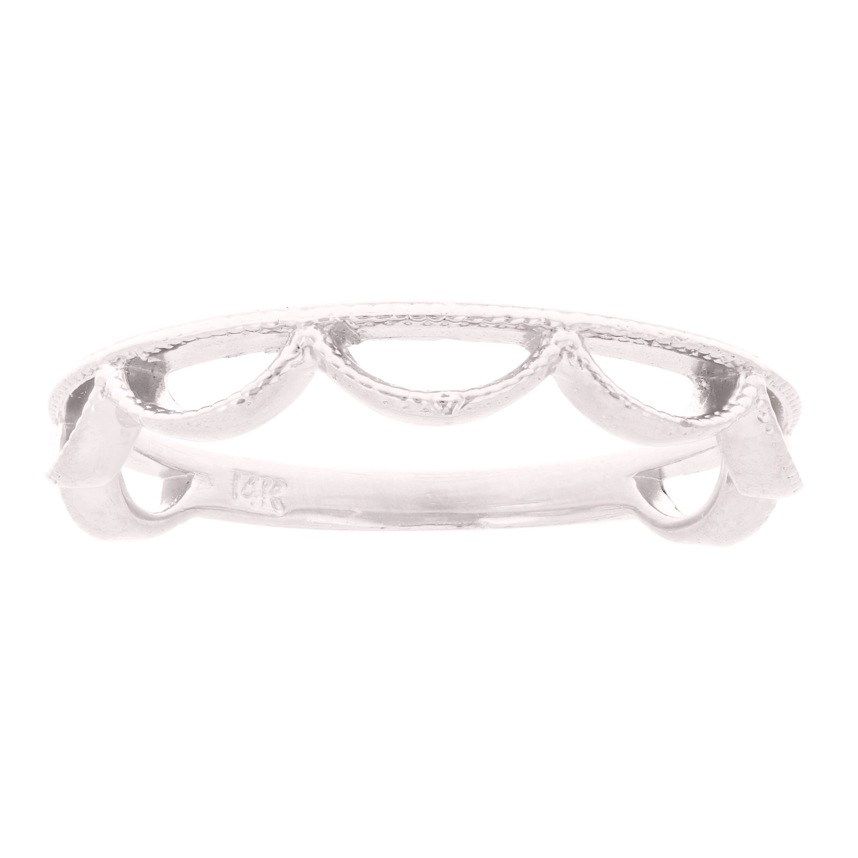 14k White Gold Crown Stackable Ring 2.1 grams Size 6.75 - White