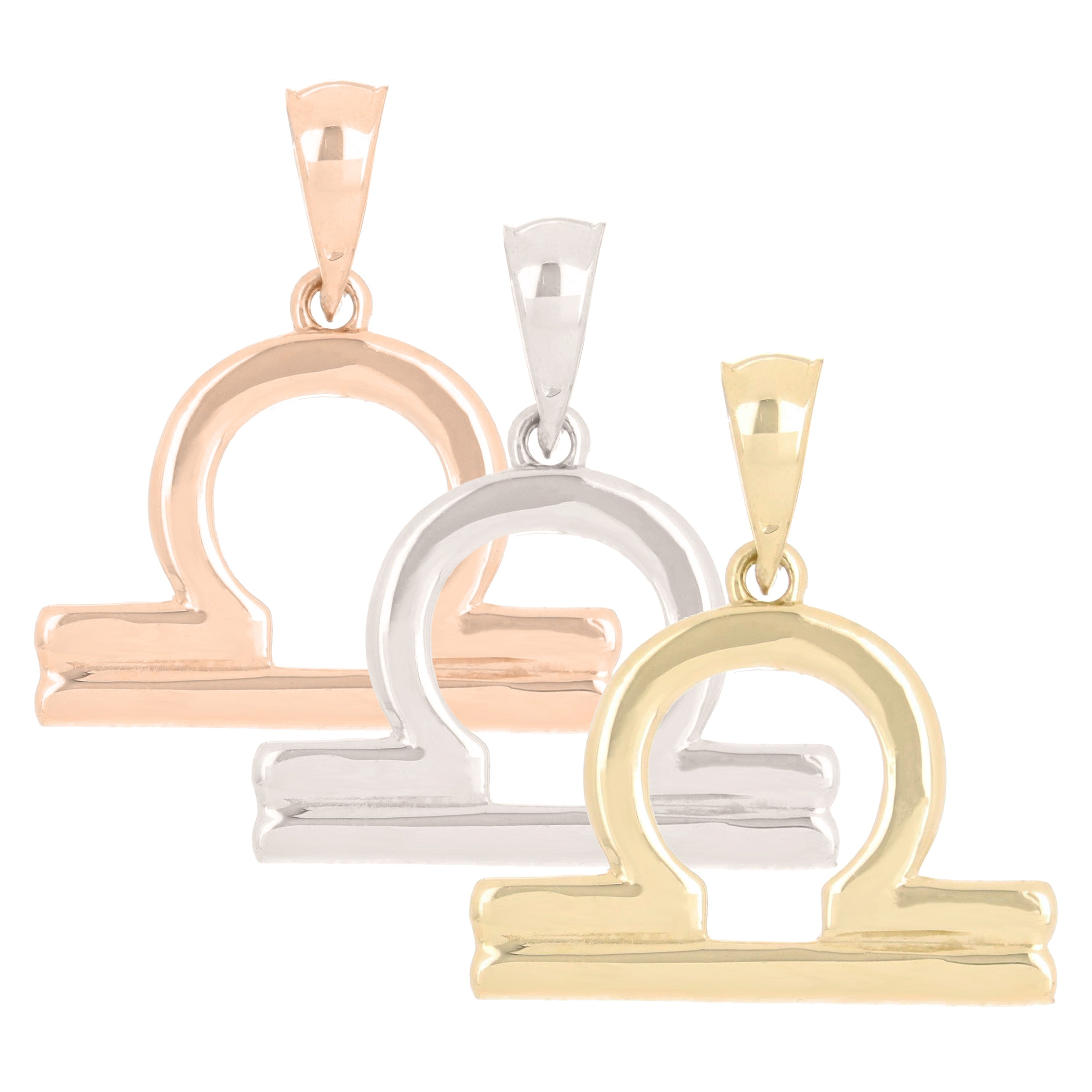 14k White Gold Libra Zodiac Sign Charm Pendant - Libra,White