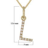 14k Yellow Gold Diamond Initial Letter L Charm Pendant Necklace 18" - Letter L,Yellow