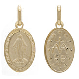 Italian 14k Yellow Gold Virgin Mary Medal Charm Pendant 15.5mm x 9mm 1.2 grams