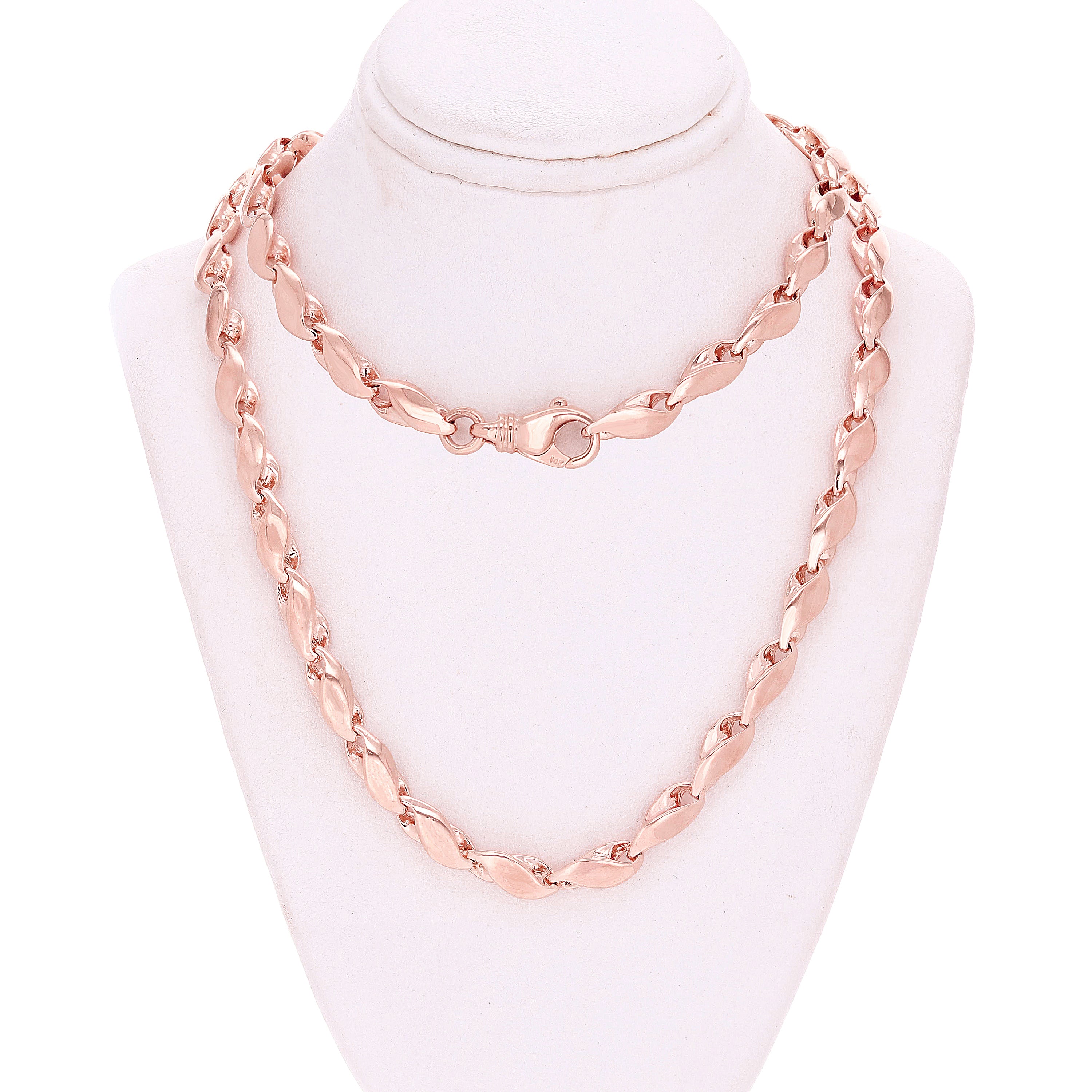 14k Rose Gold Handmade Fashion Link Necklace 26" 5.8mm - Rose,26"