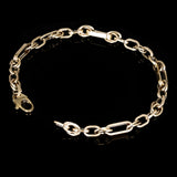 Italian 14k Yellow Gold Hollow Oval & Paper Clip Bracelet 7.75" 4.8mm 3.9 grams