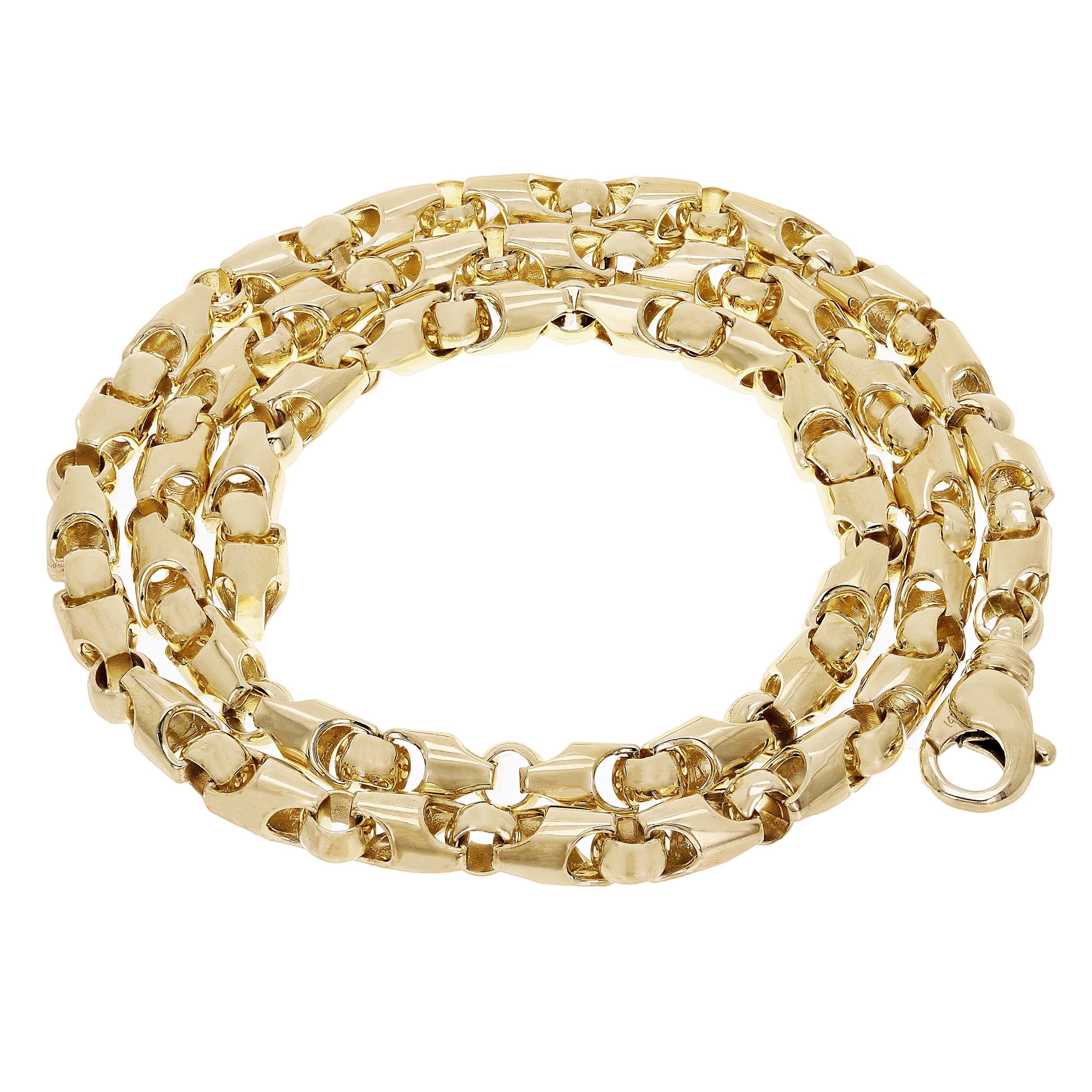 14k Yellow Gold Solid Handmade Bullet Link Chain Necklace 20" 6mm 71.4 grams - 20" 71.4 grams