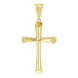 Italian 14k Yellow Gold Hollow High Polish Plain Cross Charm Pendant 2.3" 3.7g