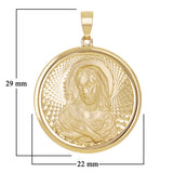 Italian 14k Yellow Gold Madonna Virgin Mary Medal Charm Pendant 1.1" 2.5 grams - 2.5 grams
