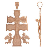14k Rose Gold Caravaca Crucifix Cross Jesus Christ Angels Cross Pendant 2" 8.2g - Rose