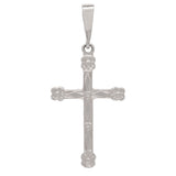14k White Gold Religious Cross Charm Pendant with Flower 1.3" 1.4 grams - White