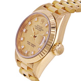 Rolex Ladies Oyster Perpetual Datejust 18k Yellow Gold Diamonds Automatic