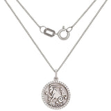 14k White Gold Diamond Zodiac Sign Capricorn Pendant Necklace 18" - Capricorn,White