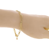 Italian 14k Yellow Gold Hollow Paper Clip Chain Bracelet 7.5" 3.3 grams 4.2mm