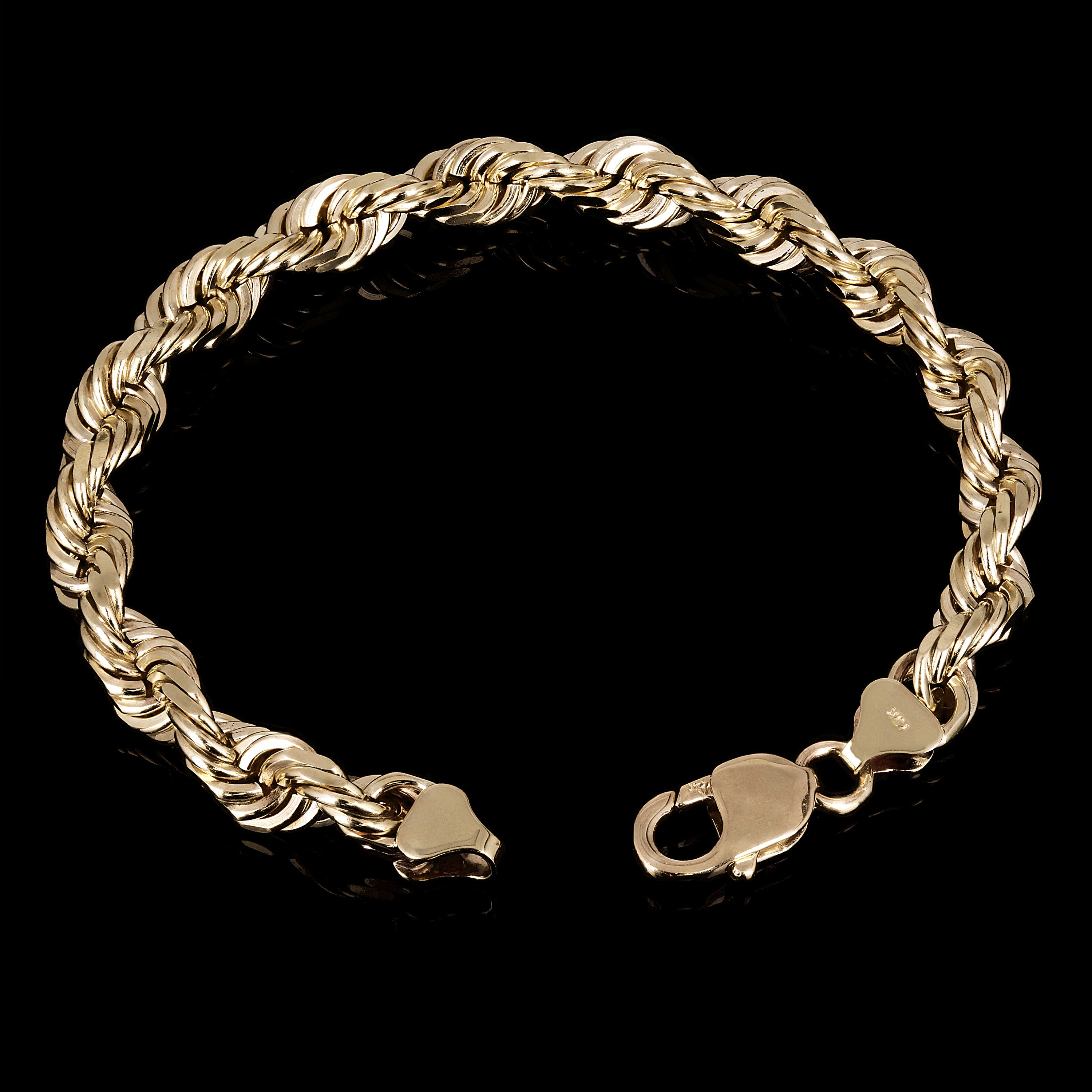 Men's Solid 10k Yellow Gold Diamond Cut Rope Chain Bracelet 9.5" 9mm 45.3 grams