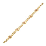 14k Two-Tone Gold V Shape Leaf Link & Flowers 17" Necklace & 7.5" Bracelet Set