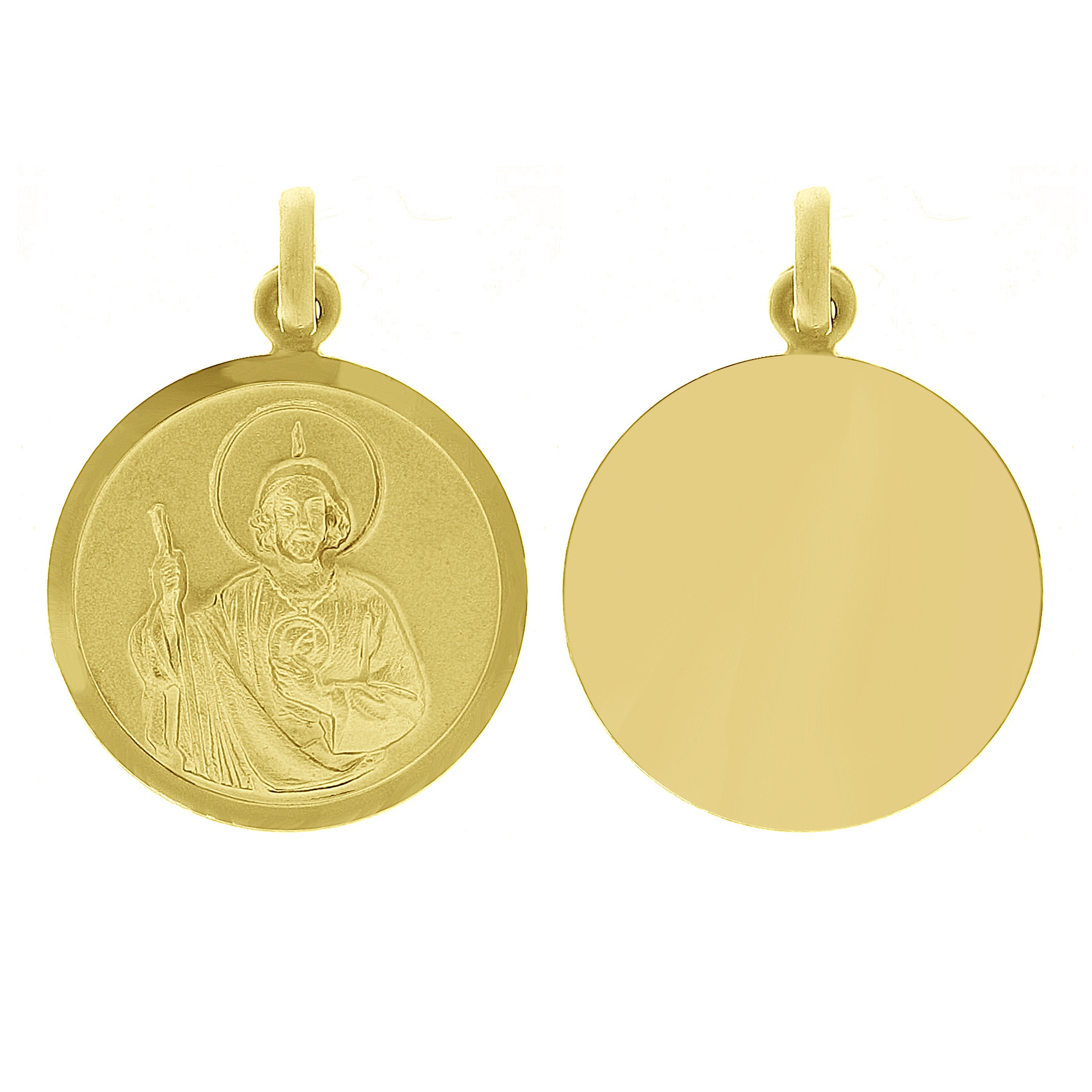Italian 14k Yellow Gold Saint Jude Religious Charm Medal Pendant 1" 2.1 grams
