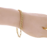 Italian 14k Yellow Gold Hollow Cuban & Paper Clip Chain Bracelet 7.5" 5.4mm 3.3g