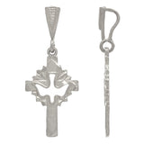 14k White Gold Dove Cross Charm Pendant 1.3" 1.5 grams