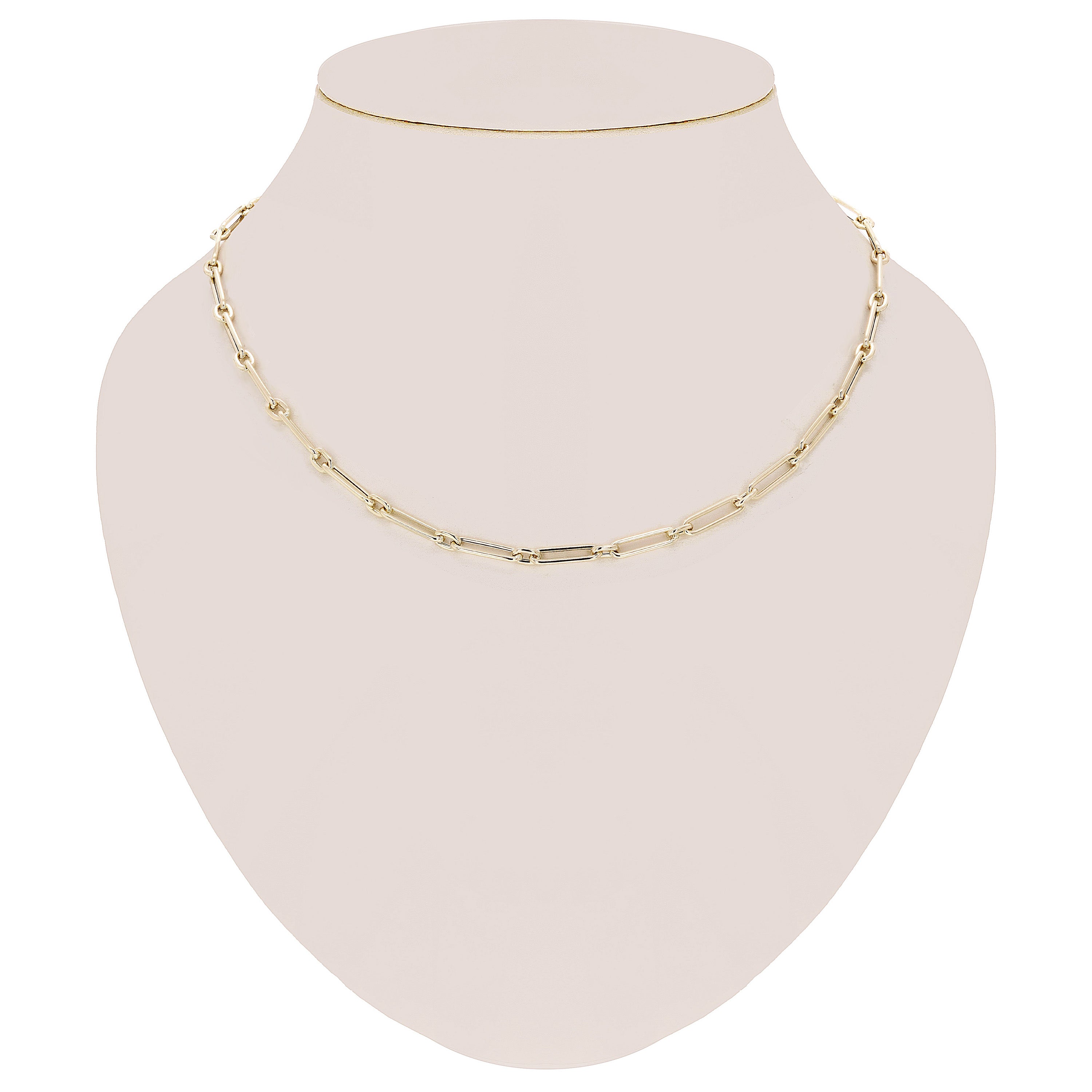 Italian 14k Yellow Gold Hollow Paper Clip Chain Necklace 18" 4.2mm 6.8 grams