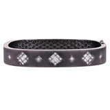 18k Black Gold Brushed 1.25ctw Diamond Modern Square Bangle Bracelet