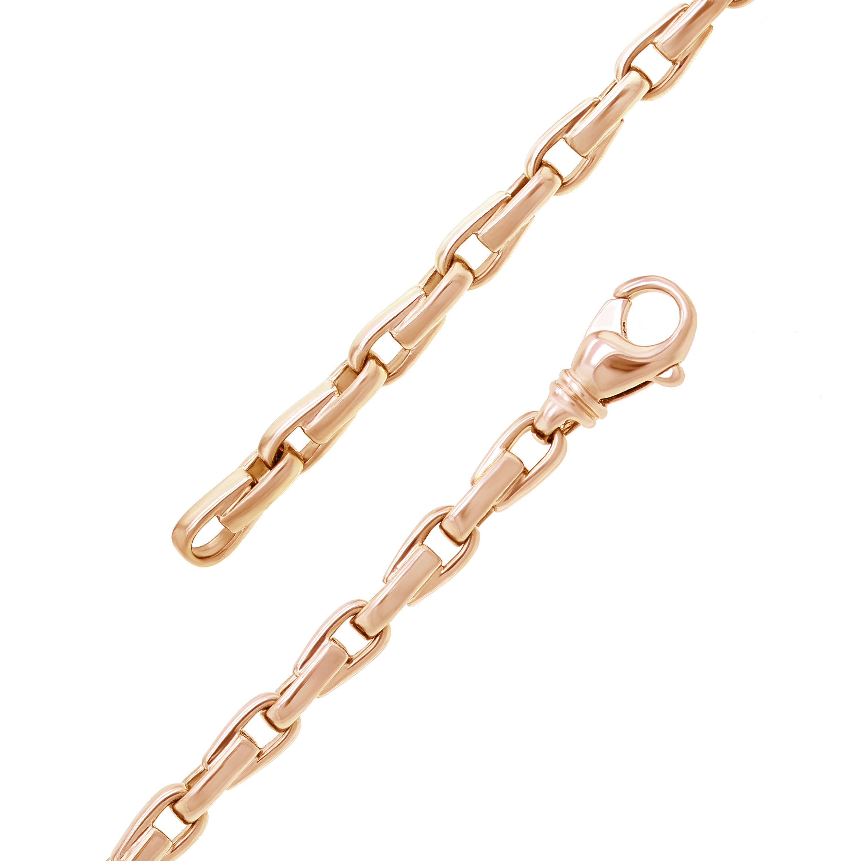 14k Rose Gold Solid Handmade Fashion Link Bracelet  8" 4.8mm 24.7 grams - Rose,8" 24.7 grams