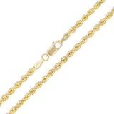 14k Yellow Gold Solid Diamond Cut Rope Chain Necklace 18" 3.5mm - 18"