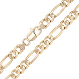 Men's 14k Yellow Gold Solid Figaro Necklace Link Chain 26" 7.75mm 67.6 grams - Yellow,26"