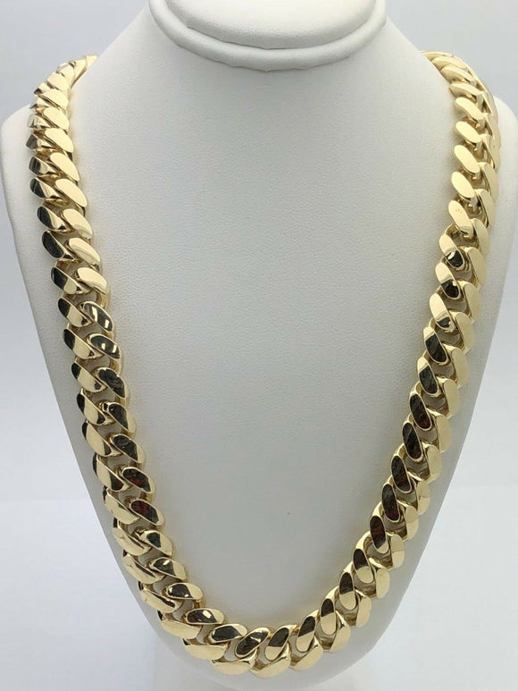 Men's Solid Heavy 10k Yellow Gold Miami Cuban Chain Necklace 24