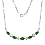 14k White Gold Diamond and Emerald or Ruby Necklace 18"