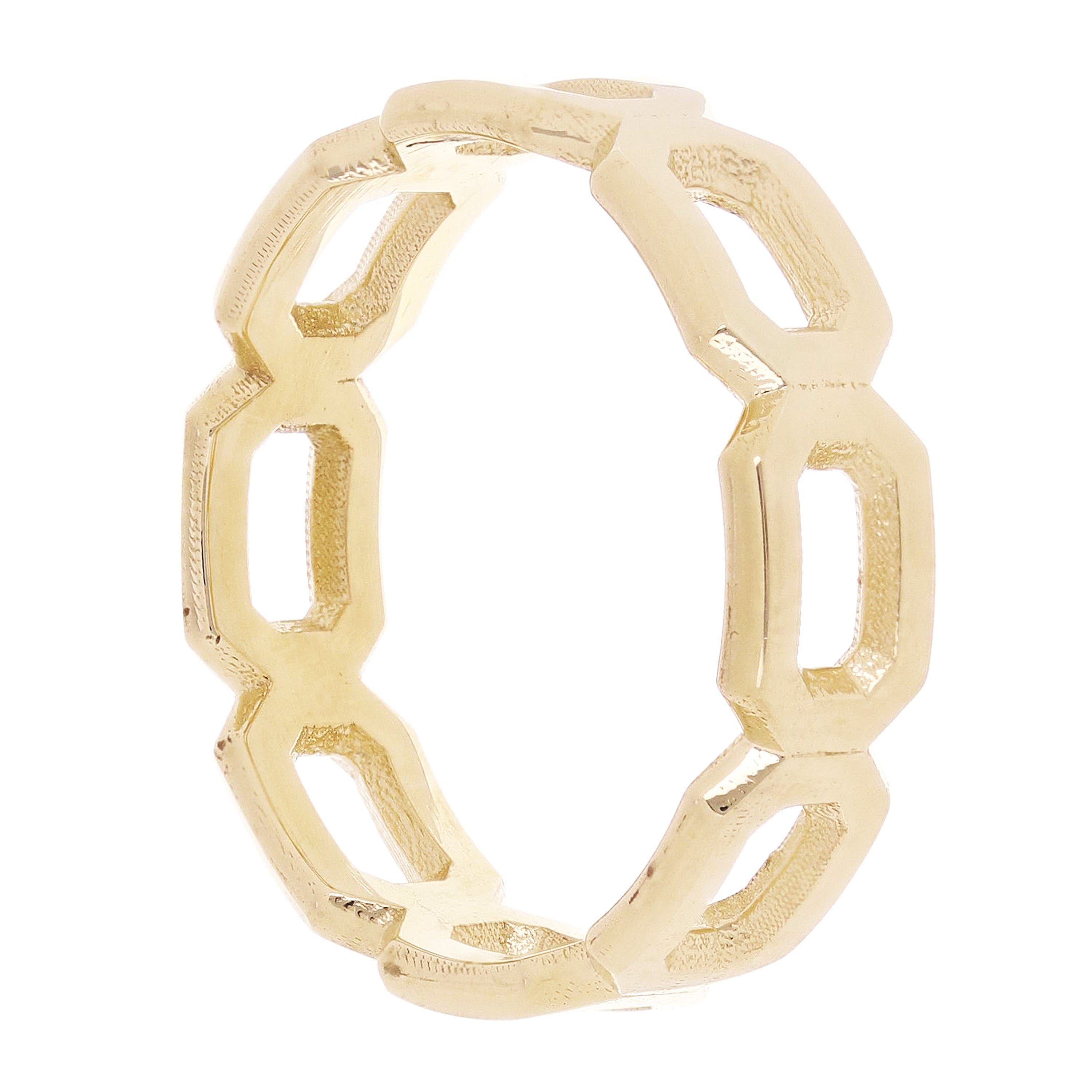 14k Yellow Gold Wide Hexagon Stackable Ring Size 8 5.7mm 4.2 grams