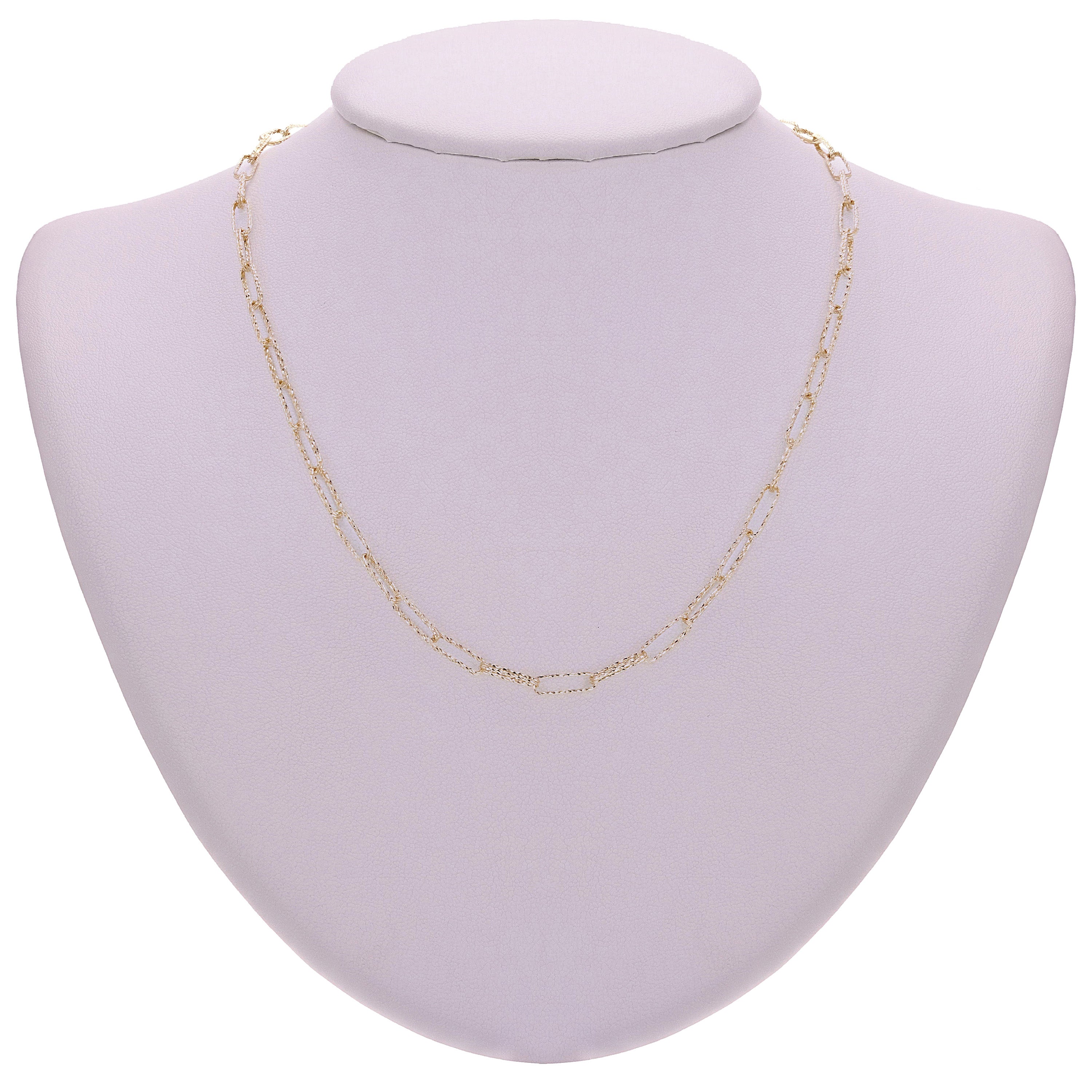 Italian 14k Yellow Gold Diamond Cut Paper Clip Link Chain Necklace 18" 7.2 grams - 18" 7.2 grams