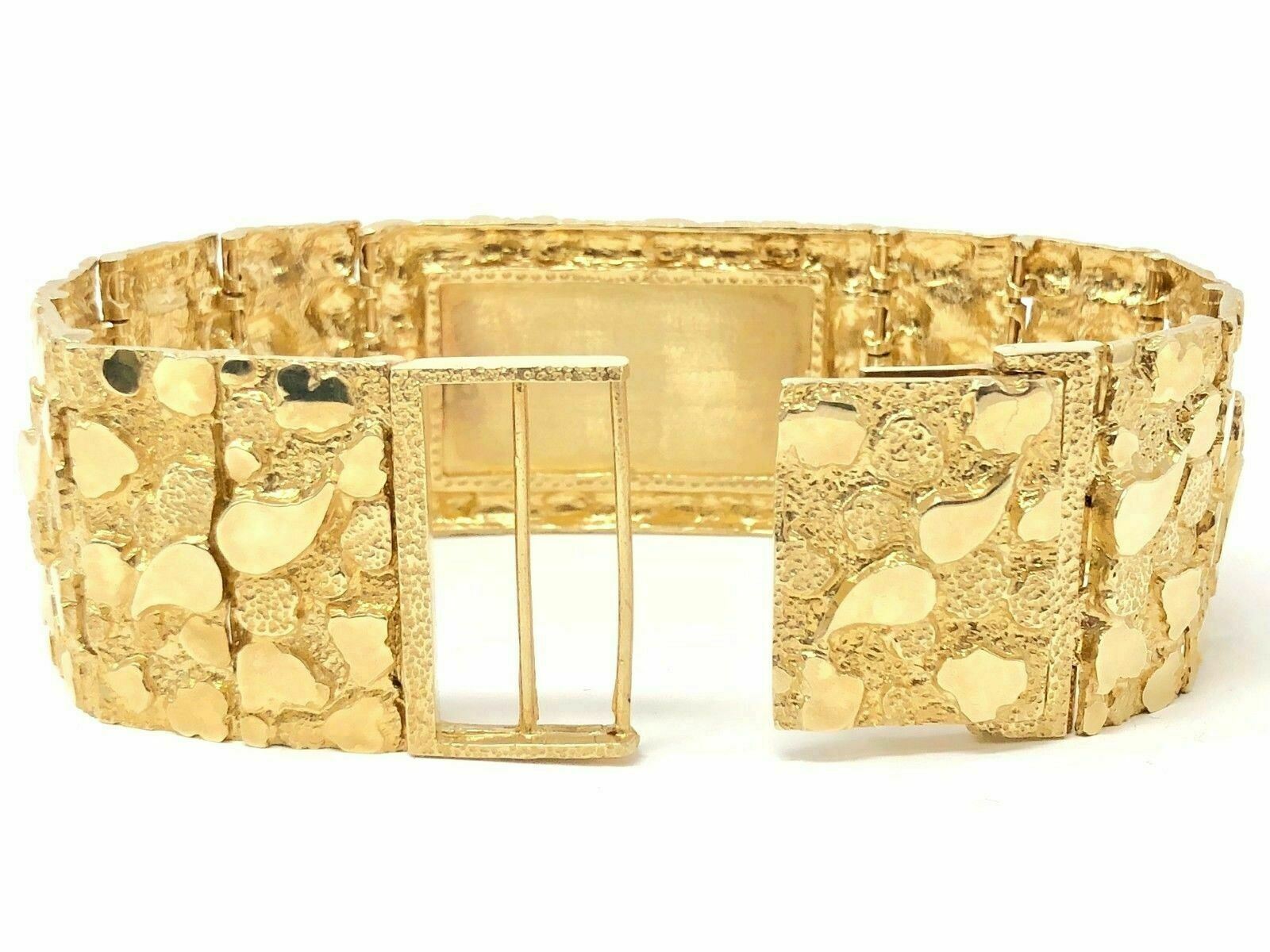14k Yellow Gold Nugget ID Bracelet 8.5" 31mm 98.3 grams