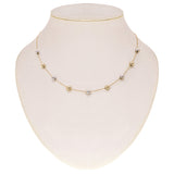 Italian 14k Yellow & White Gold Bead Station Chain Necklace 18" 6mm 3.2 grams