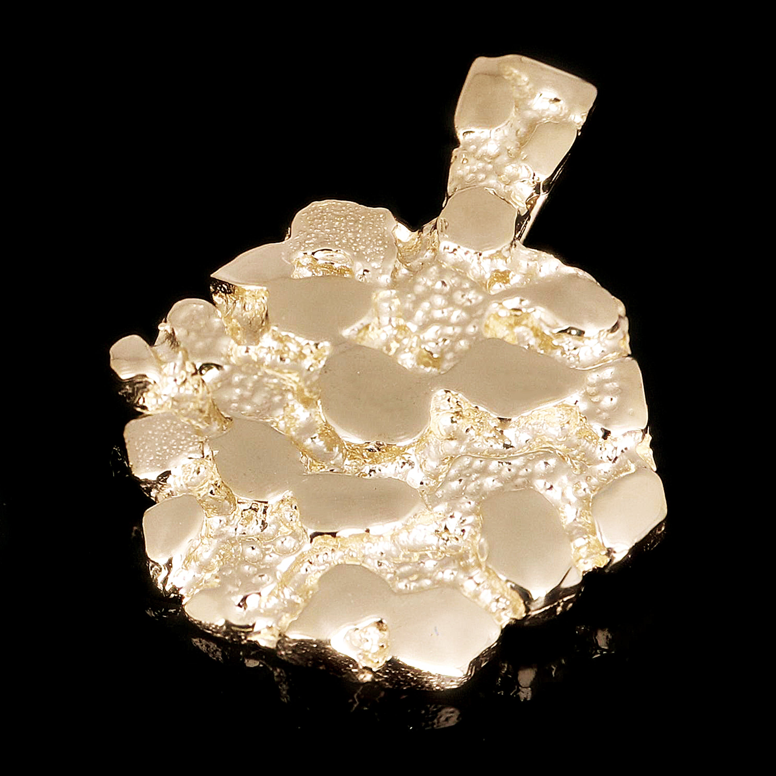 10k Yellow Gold Solid Hexagon Nugget Charm Pendant 1.3" 9.8 grams