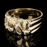 14k Yellow Gold Solid Nugget Ring Band 9.8mm Sizes 7 - Ring Size 7
