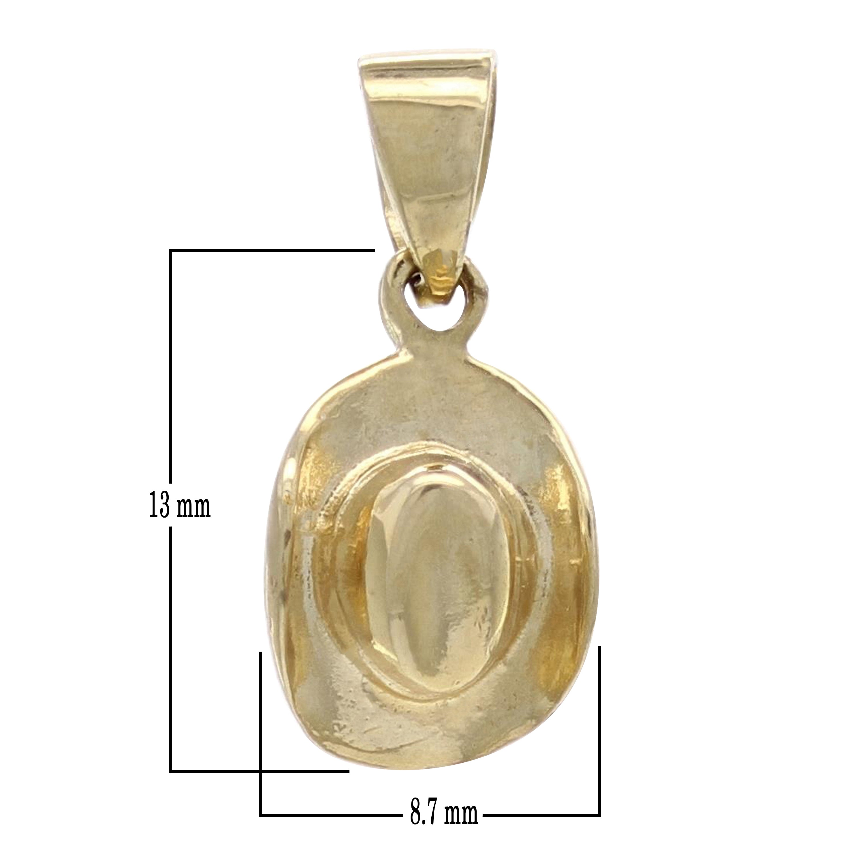 14k Yellow Gold Rodeo Horse Cowgirl Hat Cowboy Hat Charm Pendant 1.1 grams - Yellow