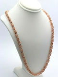 14k Rose Gold Handmade Turkish Link Chain Necklace 22" 5mm 41.5 grams - Rose,22"