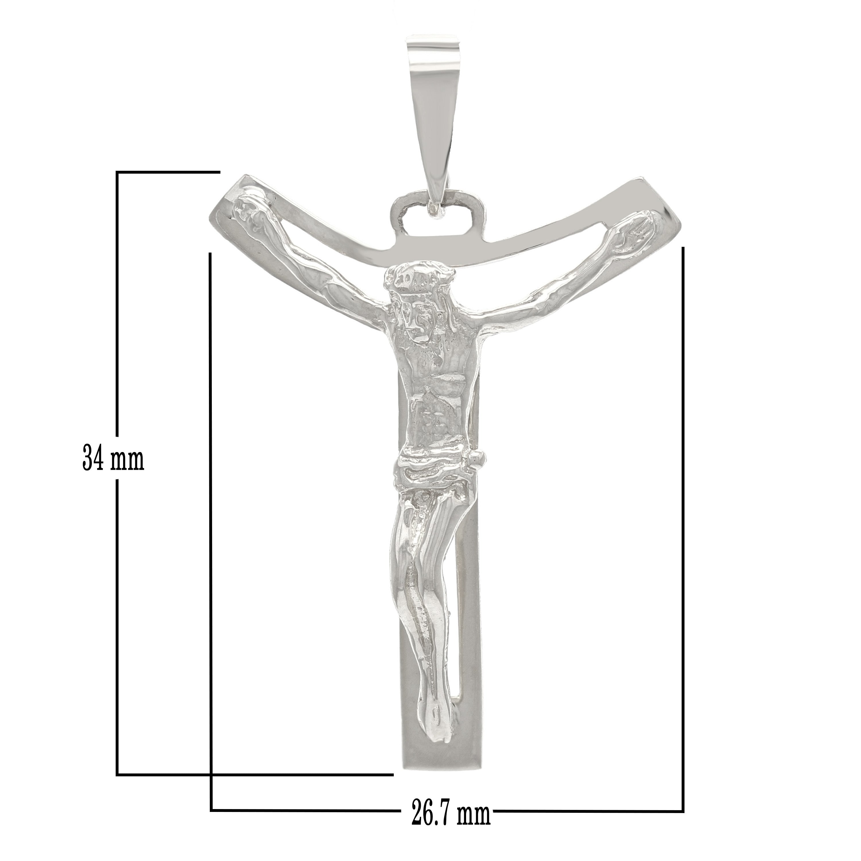14k White Gold Jesus Crucifix Cross Religious Charm Pendant 3.5 grams - White