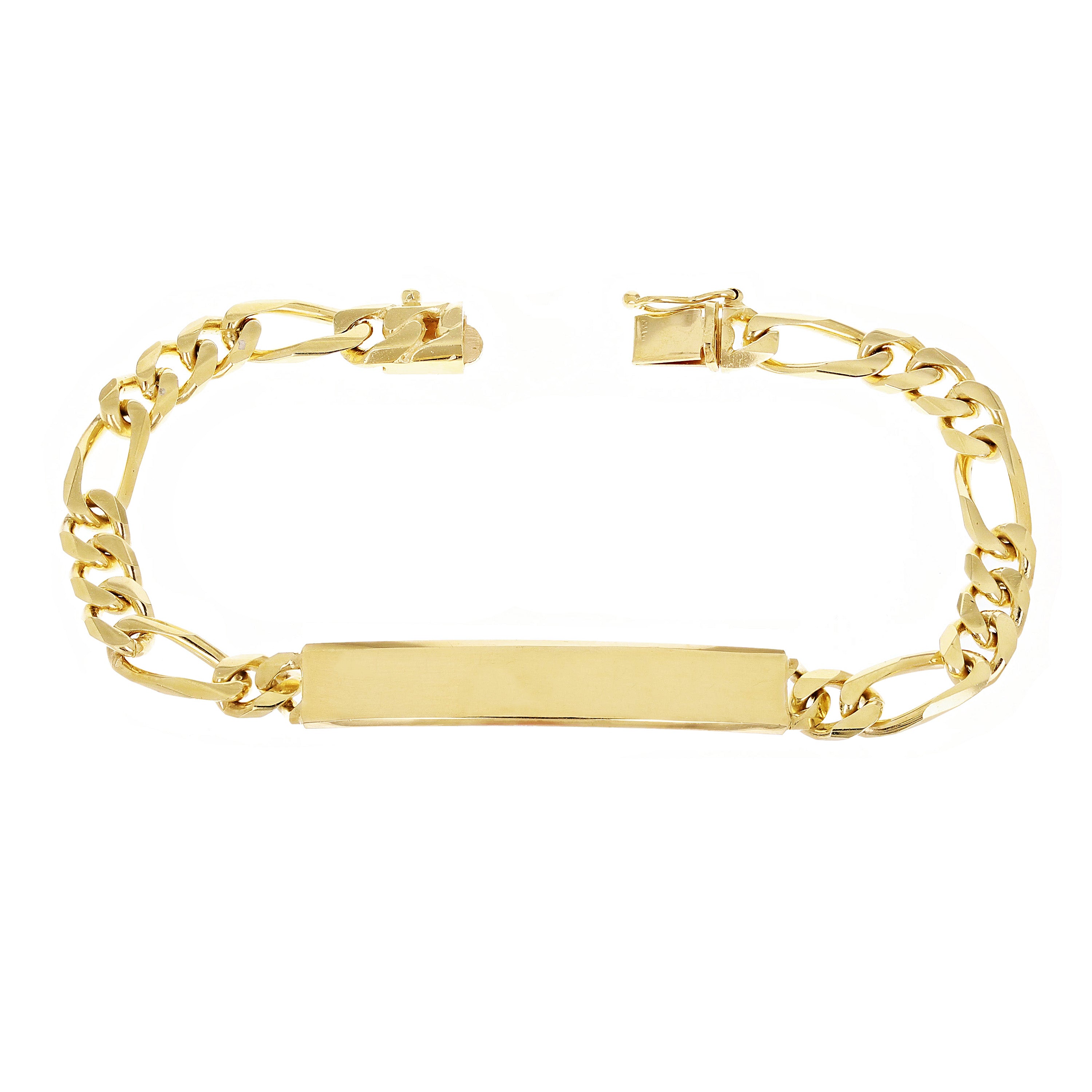 Men's 14k Yellow Gold Figaro ID Bracelet Engraveable 8" 7.9mm 21.9 grams