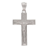 14k White Gold Jesus Christ Crucifix Cross Religious Charm Pendant 1.18" 2 grams - White