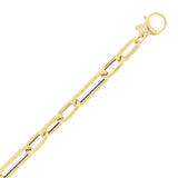 Italian 14k Yellow Gold Plain & Satin Finish Paper Clip Bracelet 7.75" 8.9mm 6g